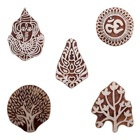 Set of 5 Piece New Mix Wooden Printing Blocks